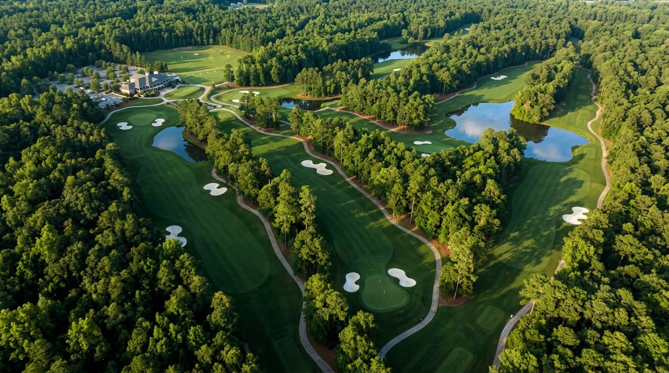 Aerial view of a championship golf course